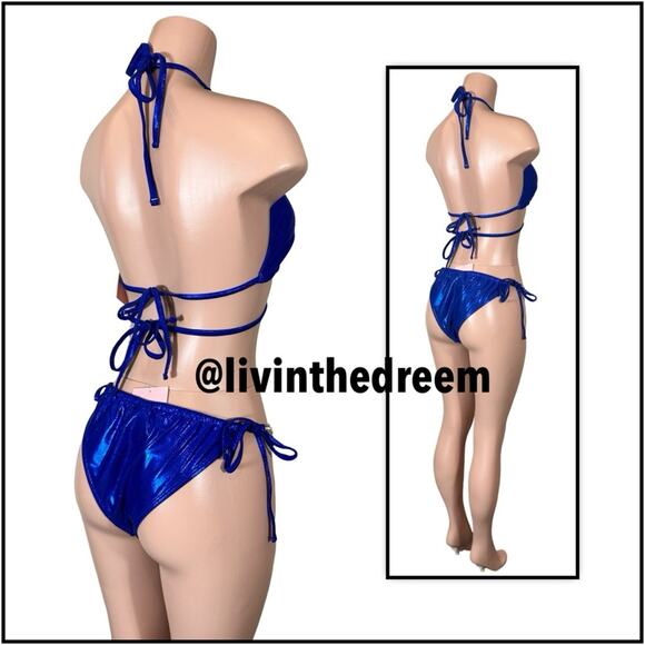 MODA MINX MAGIC IN MAKO WRAP TRIANGLE XL & RUCHED TIE SIDE BIKINI BOTTOMS L $79 - Picture 8 of 14
